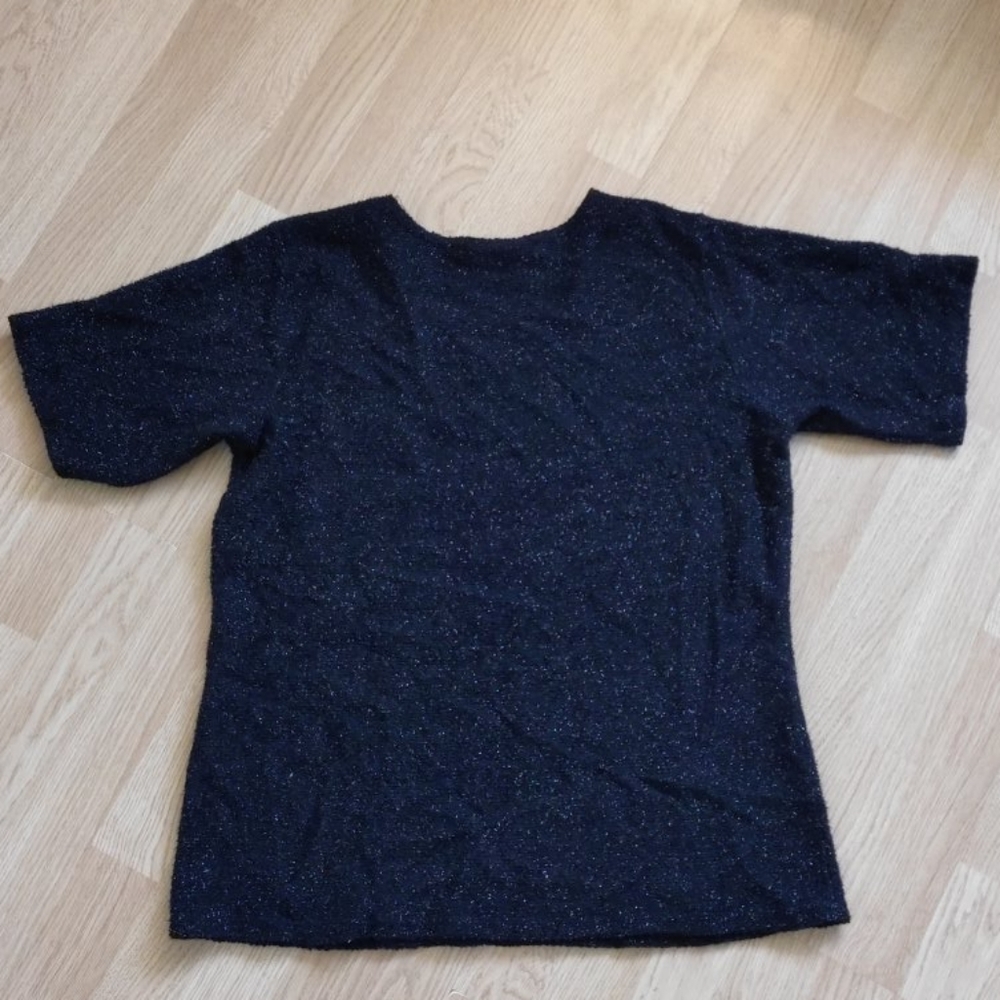 Nick & Sarah Plus Women’s Black Metallic Sparkle Short Sleeve Sweater Knit Top - Picture 5 of 7